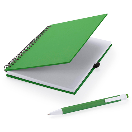 Block notes con copertina rigida. 70 fogli bianchi lisci. Include penna –  Greenline